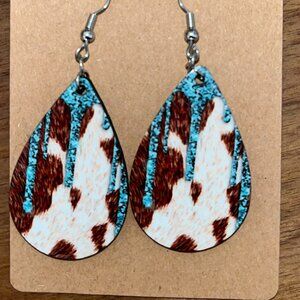 western cow print earrings